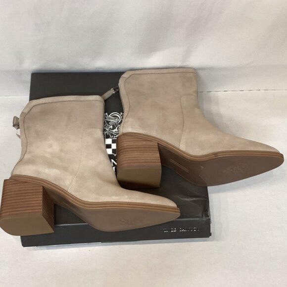 Sz.9W Vince Camuto Water-Repellent Suede Mid-Shaft Boots -Kortimy Almond - Picture 4 of 14